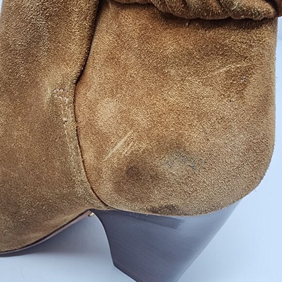Tory Burch Lila Bow Scrunch Booties Brown Suede, Women's 5M - Picture 3 of 9